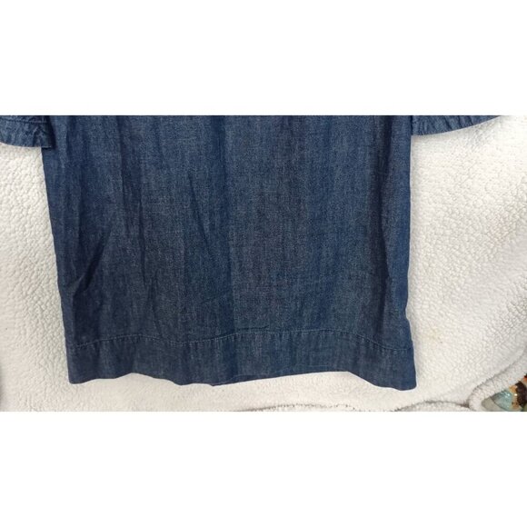 Draper James Womens Chambray Denim Shift Dress Ruffle 3/4 Bell Sleeves Size 6 - Picture 5 of 10
